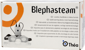 image of a box containing a Blephasteam device