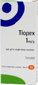 Image of a box of Tiopex eye drops